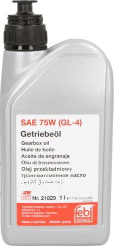 FEBI Bilstein 21829 - OLEJ 75W 1L GL4 MTF - 235.10 - WSS-M2C200-D2 - - TL 521 71 - ŻÓŁTY PRZEKŁADNIOWY FEBI