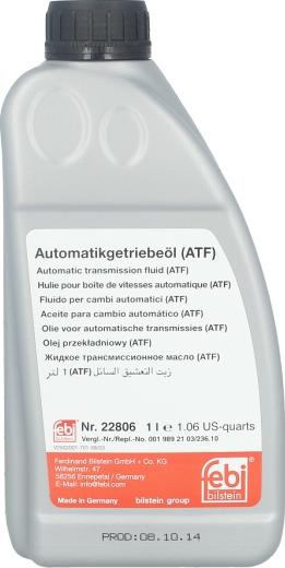 FEBI Bilstein 22806 — Olej do automatycznej skrzyni biegów