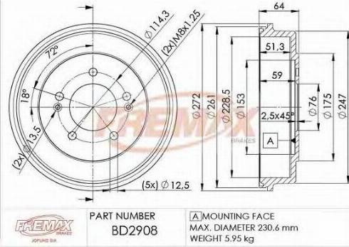 FREMAX BD-2908 — Bęben hamulcowy