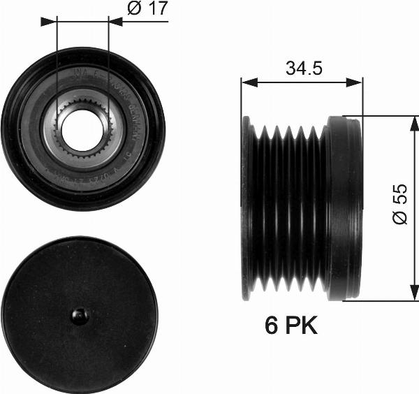 GATES OAP7090 — Koło pasowe, alternator