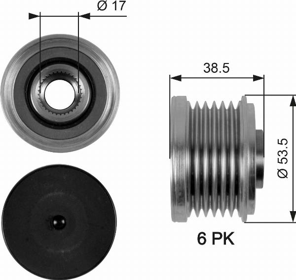 GATES OAP7055 — Koło pasowe, alternator