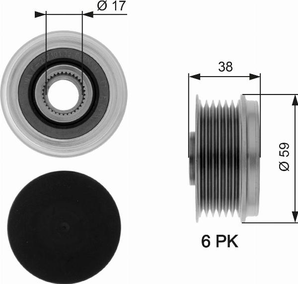 GATES OAP7039 — Koło pasowe, alternator