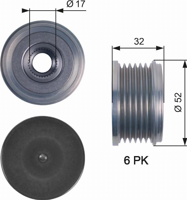 GATES OAP7140 — Koło pasowe, alternator
