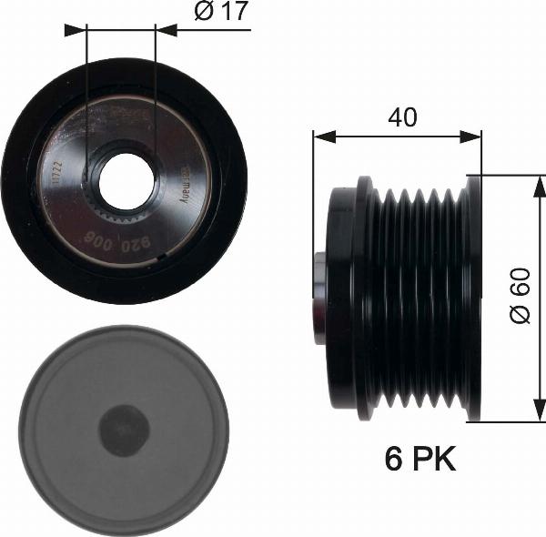 GATES OAP7154 — Koło pasowe, alternator