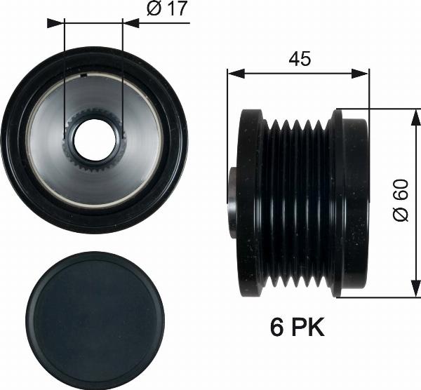 GATES OAP7155 — Koło pasowe, alternator
