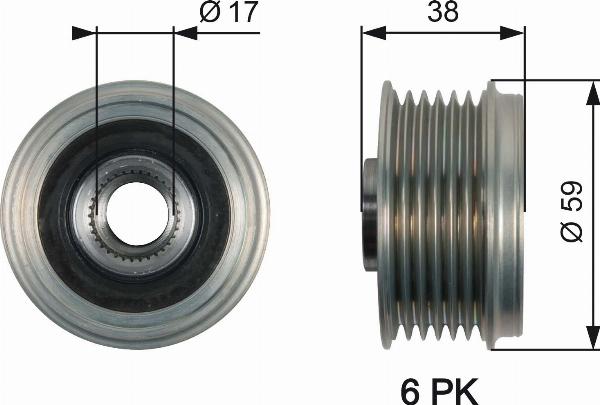 GATES OAP7168 — Koło pasowe, alternator