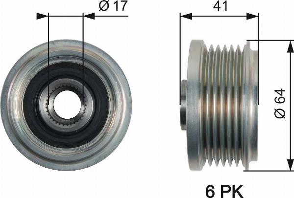 GATES OAP7162 — Koło pasowe, alternator