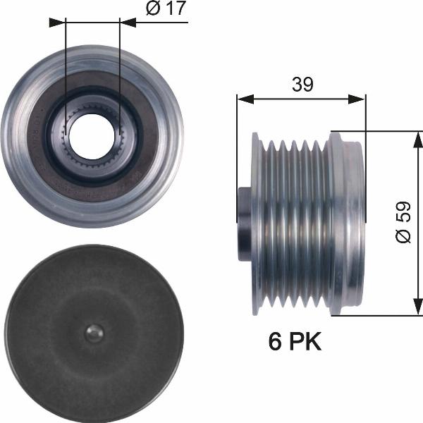 GATES OAP7113 — Koło pasowe, alternator