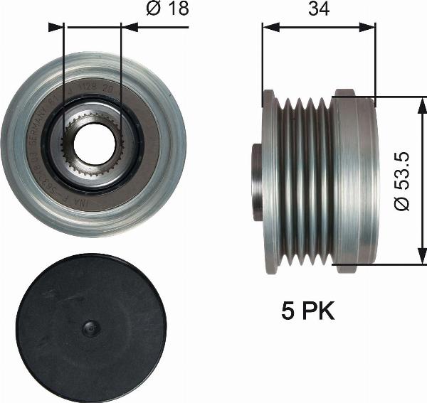 GATES OAP7202 — Koło pasowe, alternator