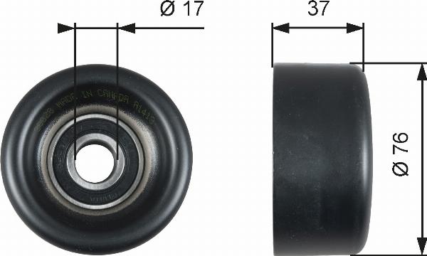 GATES T38028 — Rolka kierunkowa / prowadząca, pasek klinowy zębaty