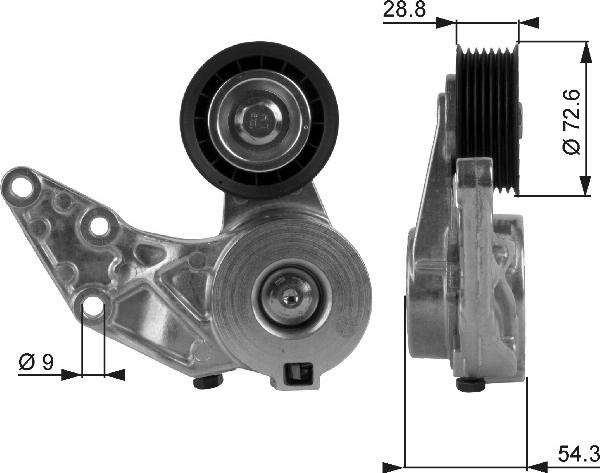 GATES T38208 — Rolka kierunkowa / prowadząca, pasek klinowy zębaty