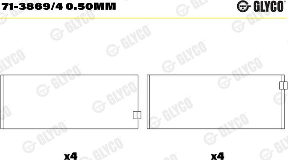 Glyco 71-3869/4 0.50MM — Łożysko korbowodu