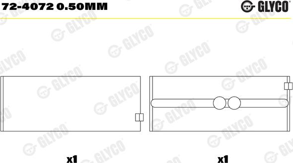 Glyco 72-4072 0.50mm — Tuleja łożyska wału korbowego