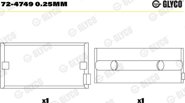Glyco 72-4749 0.25mm — Tuleja łożyska wału korbowego