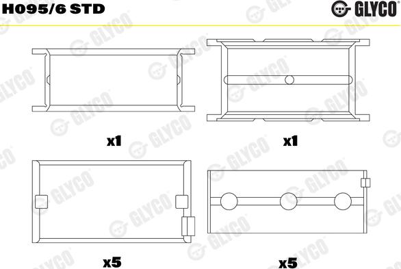 Glyco H095/6 STD — Tuleja łożyska wału korbowego