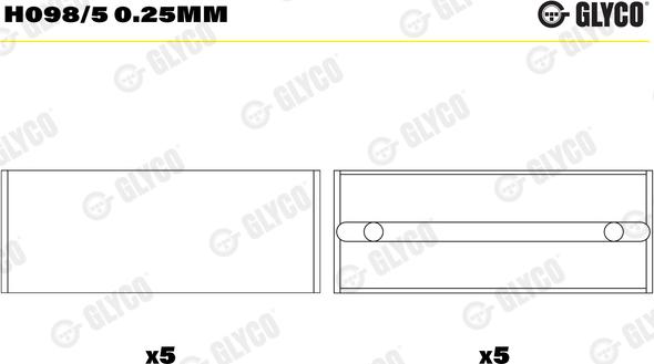 Glyco H098/5 0.25mm — Tuleja łożyska wału korbowego