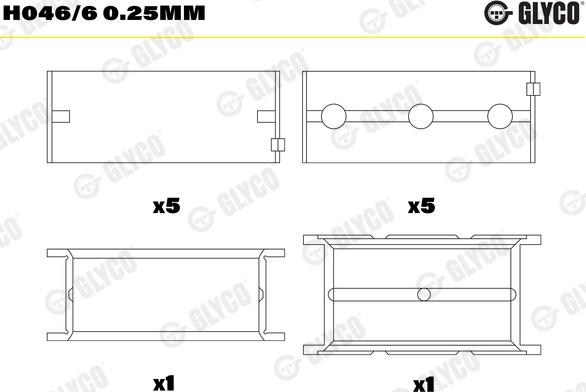 Glyco H046/6 0.25mm — Tuleja łożyska wału korbowego