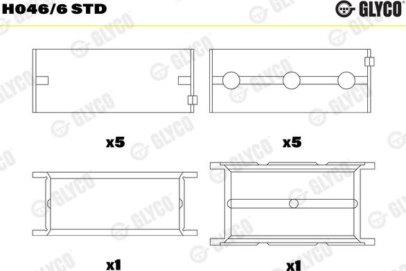 Glyco H046/6 STD — Tuleja łożyska wału korbowego