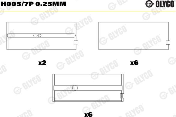 Glyco H005/7P 0.25mm — Tuleja łożyska wału korbowego