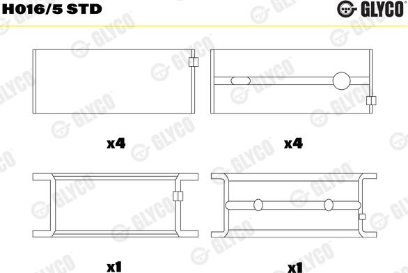 Glyco H016/5 STD — Tuleja łożyska wału korbowego
