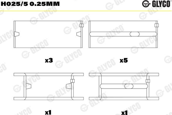 Glyco H025/5 0.25mm — Tuleja łożyska wału korbowego