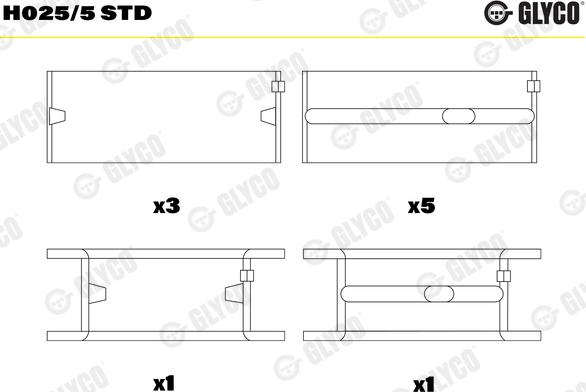 Glyco H025/5 STD — Tuleja łożyska wału korbowego