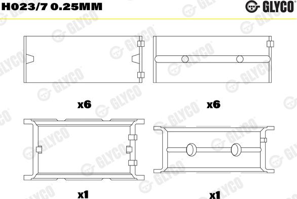 Glyco H023/7 0.25mm — Tuleja łożyska wału korbowego