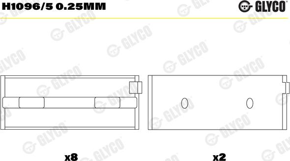Glyco H1096/5 0.25mm — Tuleja łożyska wału korbowego