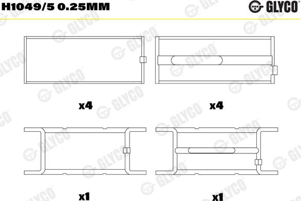 Glyco H1049/5 0.25mm — Tuleja łożyska wału korbowego