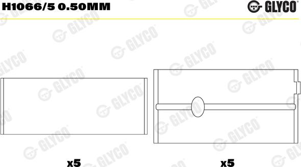 Glyco H1066/5 0.50mm — Tuleja łożyska wału korbowego