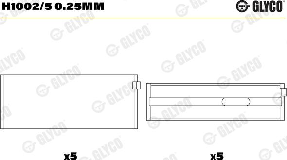 Glyco H1002/5 0.25mm — Tuleja łożyska wału korbowego