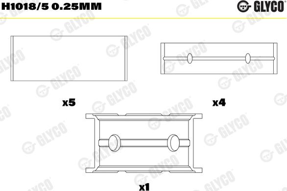Glyco H1018/5 0.25mm — Tuleja łożyska wału korbowego