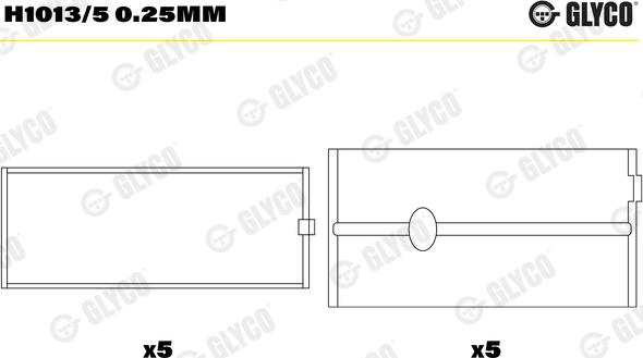 Glyco H1013/5 0.25mm - Panewki wału korbowego