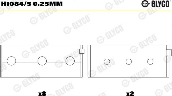 Glyco H1084/5 0.25mm — Tuleja łożyska wału korbowego