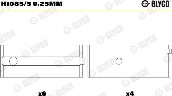 Glyco H1085/5 0.25mm — Tuleja łożyska wału korbowego