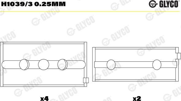 Glyco H1039/3 0.25mm — Tuleja łożyska wału korbowego