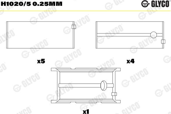Glyco H1020/5 0.25mm — Tuleja łożyska wału korbowego