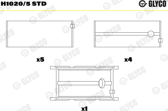 Glyco H1020/5 STD — Tuleja łożyska wału korbowego