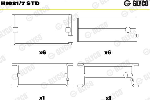 Glyco H1021/7 STD — Tuleja łożyska wału korbowego