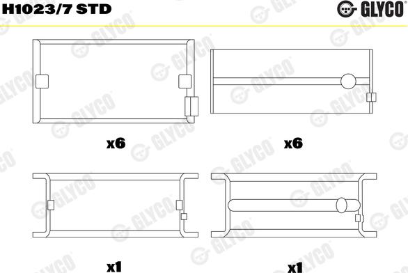 Glyco H1023/7 STD — Tuleja łożyska wału korbowego