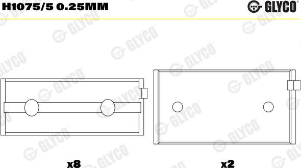 Glyco H1075/5 0.25mm — Tuleja łożyska wału korbowego