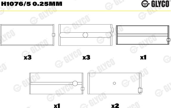 Glyco H1076/5 0.25mm — Tuleja łożyska wału korbowego