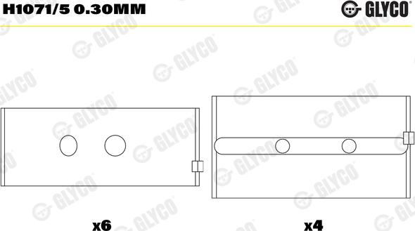 Glyco H1071/5 0.30mm — Tuleja łożyska wału korbowego