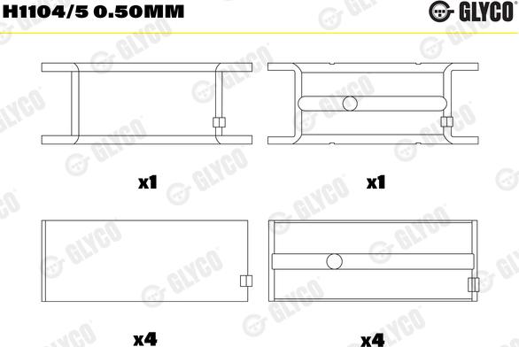 Glyco H1104/5 0.50mm — Tuleja łożyska wału korbowego