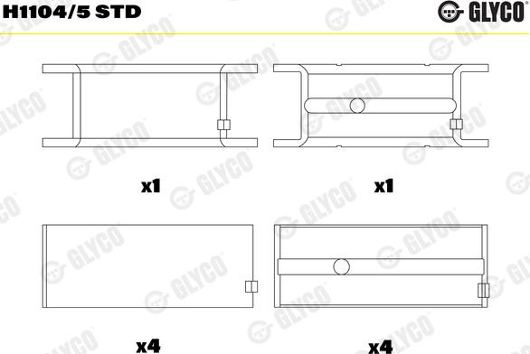 Glyco H1104/5 STD — Tuleja łożyska wału korbowego