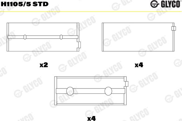 Glyco H1105/5 STD — Tuleja łożyska wału korbowego