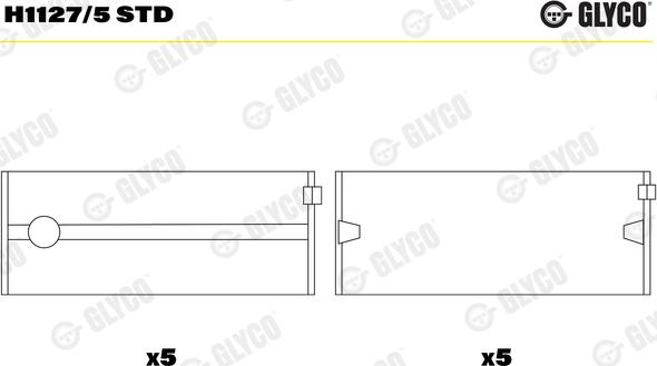 Glyco H1127/5 STD — Tuleja łożyska wału korbowego