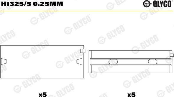 Glyco H1325/5 0.25mm — Tuleja łożyska wału korbowego