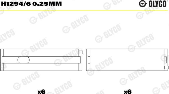 Glyco H1294/6 0.25mm — Tuleja łożyska wału korbowego