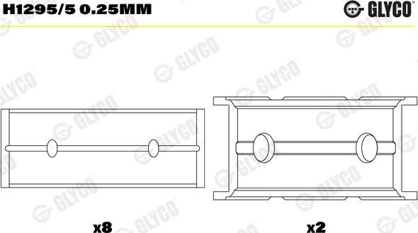 Glyco H1295/5 0.25MM — Tuleja łożyska wału korbowego